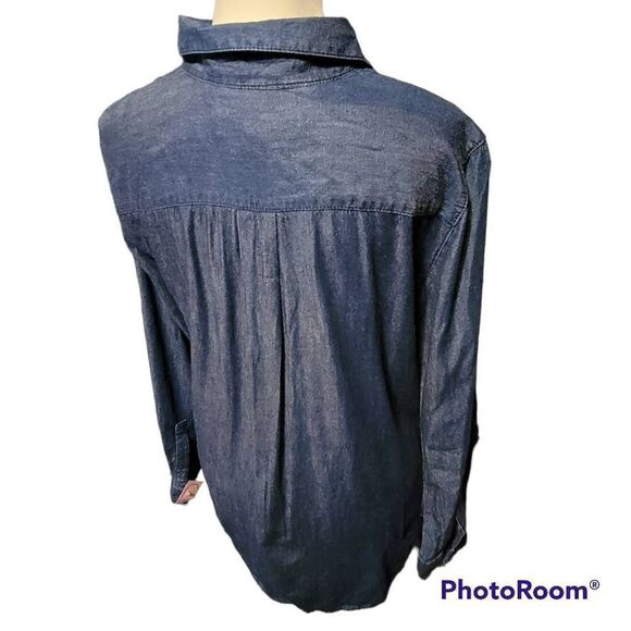 LOFT Women's Denim Jeweled Blouse Size Small - Picture 2 of 5